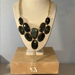 Elegant Gold and Labradorite Statement Necklace